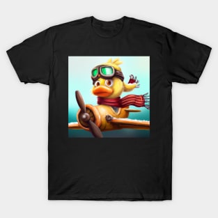 Yellow Duck flying an Airplane T-Shirt